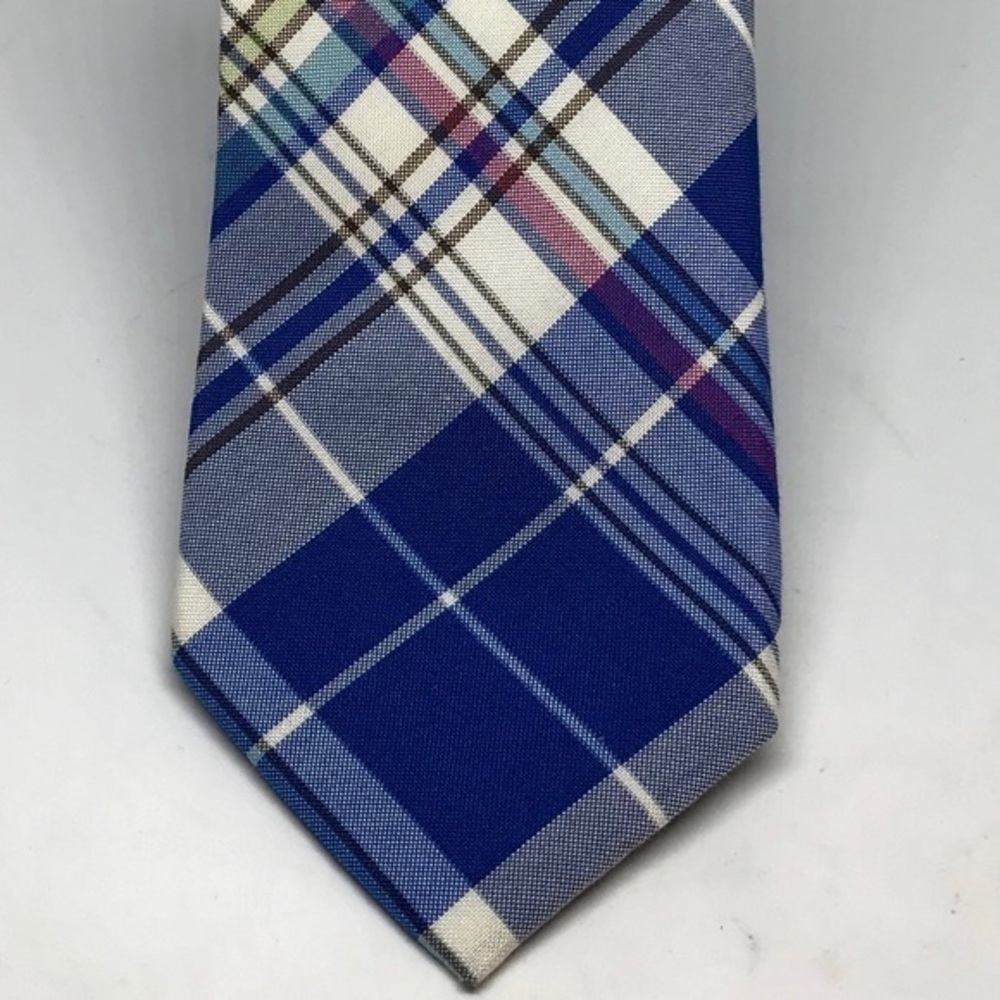 Public Opinion blue plaid skinny tie.